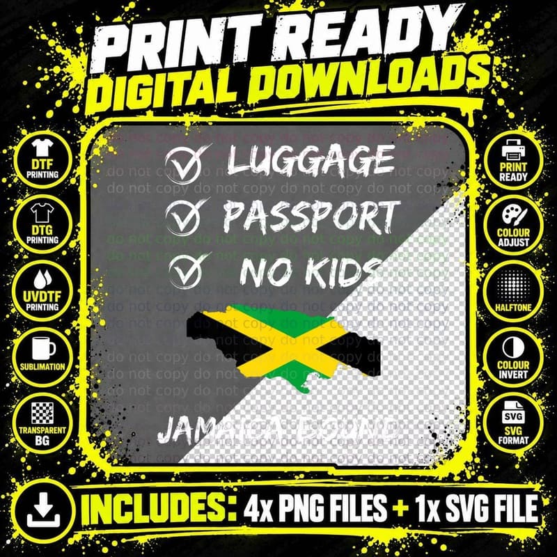 Jamaican Travel Clothing for Your Next Vacation to V1 Png SVG Digital Bundle