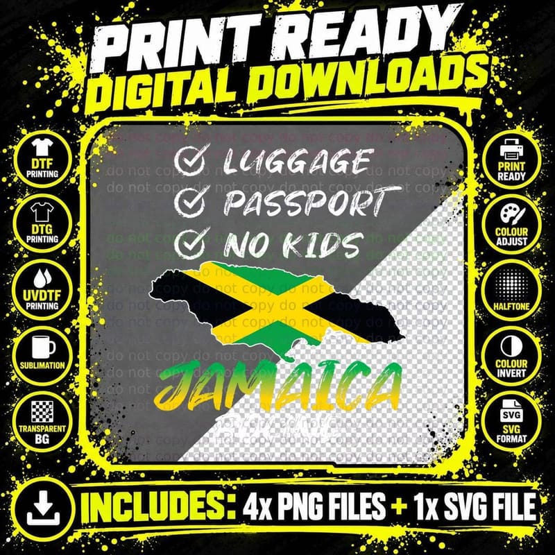 Jamaican Travel Vacation Trip Outfit to Jamaica Women Png SVG Digital Bundle