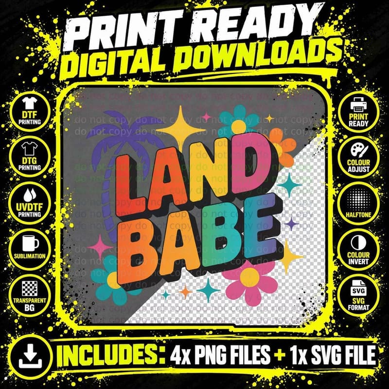 Land Babe Summer T-Shirt, Colorful Flowers Land Babe Png SVG Digital Bundle