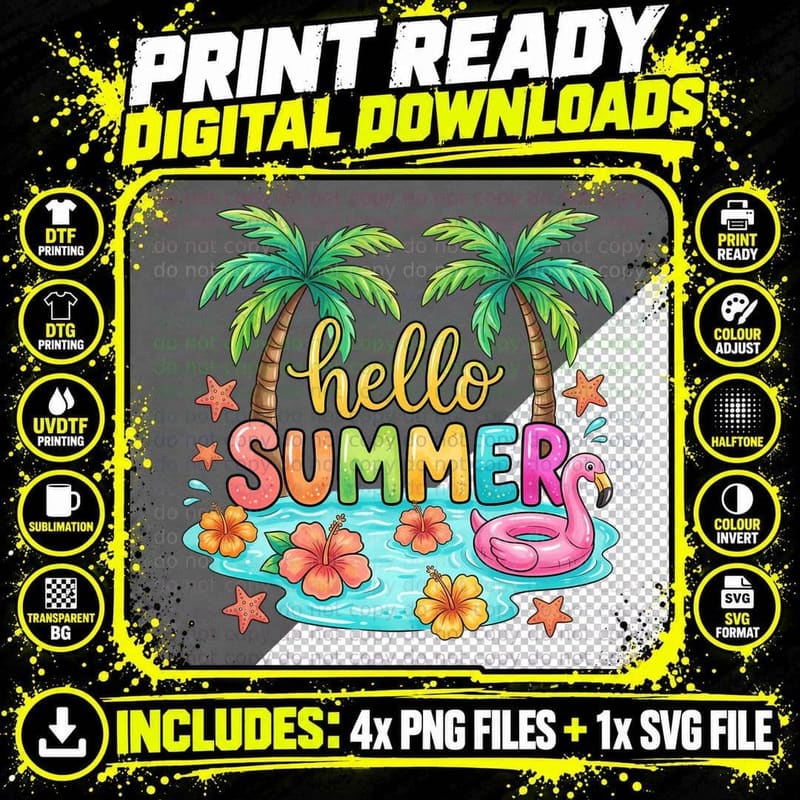 Le Soleil Summer T-Shirt, Striped Mint Sun Sailboat Png SVG Digital Bundle