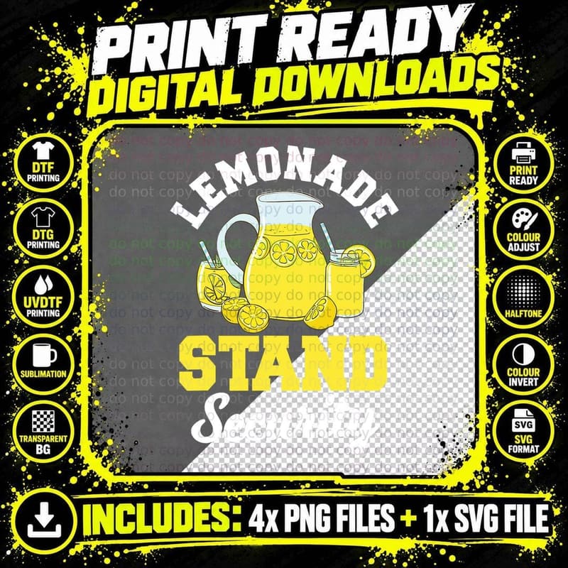 Lemonade Stand Security Lemon Juice Citrus Summer Drink Png SVG Digital Bundle