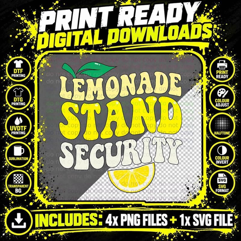 Lemonade Stand Security Lemon Juice Summer Drink T-Shirt Png SVG Digital Bundle