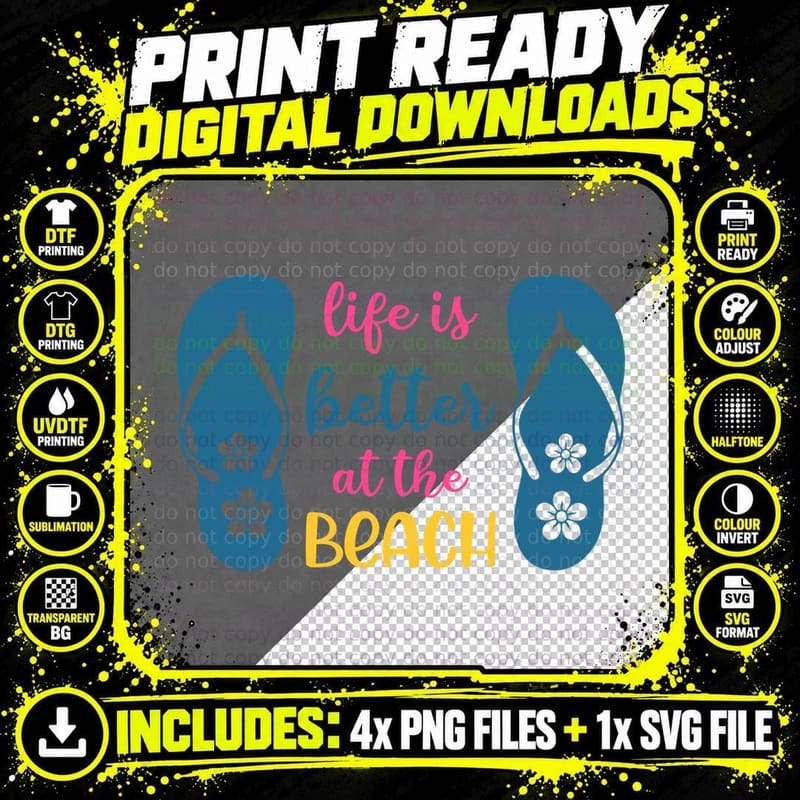 Life Is Better at the Beach Summer T-Shirt Png SVG Digital Bundle