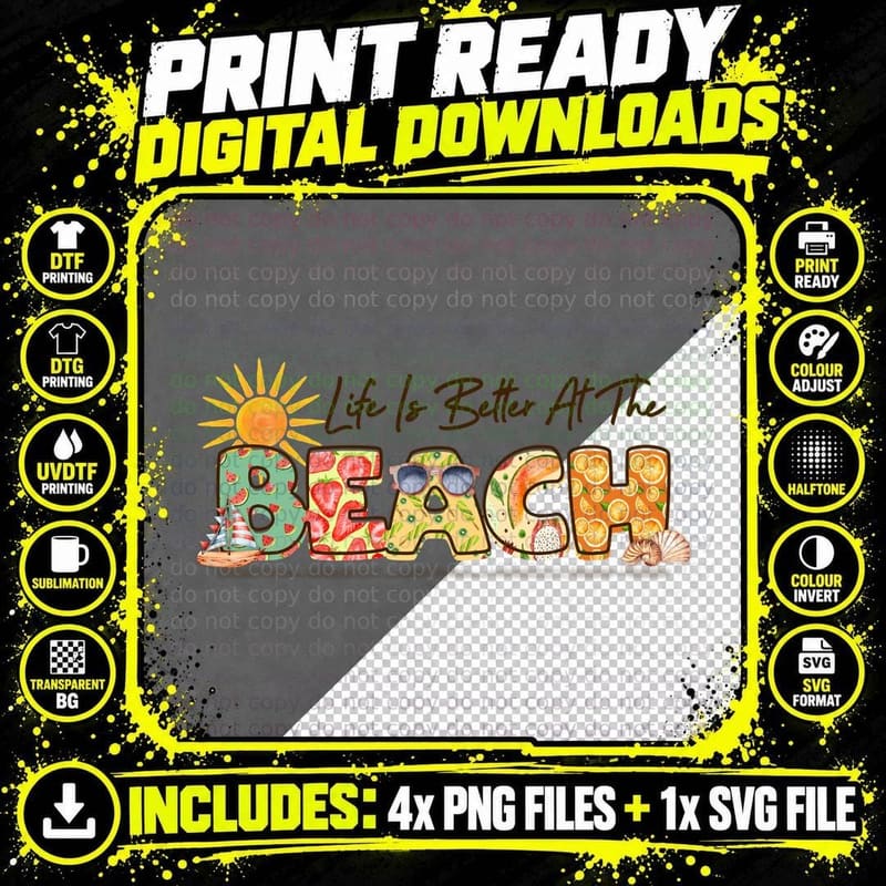Life Is Better at the Beach Summer T-Shirt Png SVG Digital Bundle