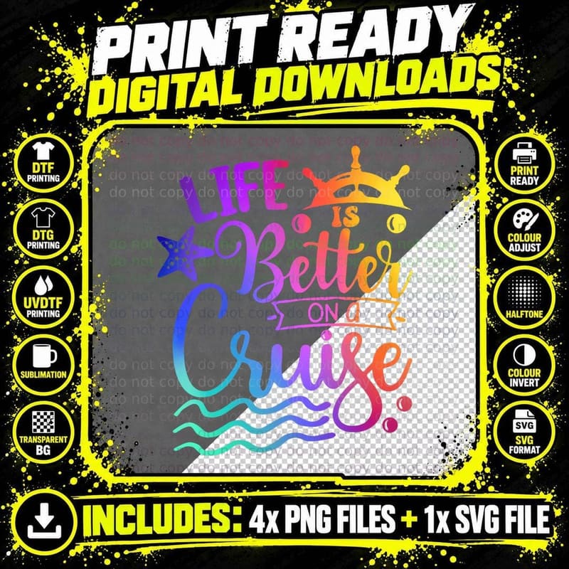 Life Is Better on a Cruise Family Vacation Matching Png SVG Digital Bundle