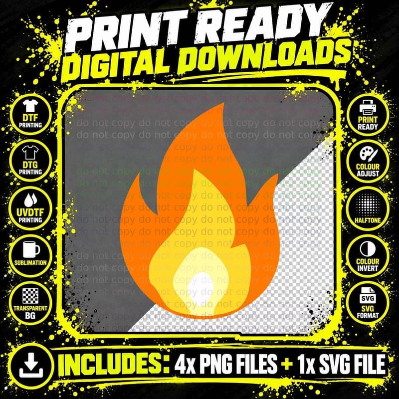 Lit Fire T-Shirt Flame Hot Burning Tshirts Beach Tee Png SVG Digital Bundle