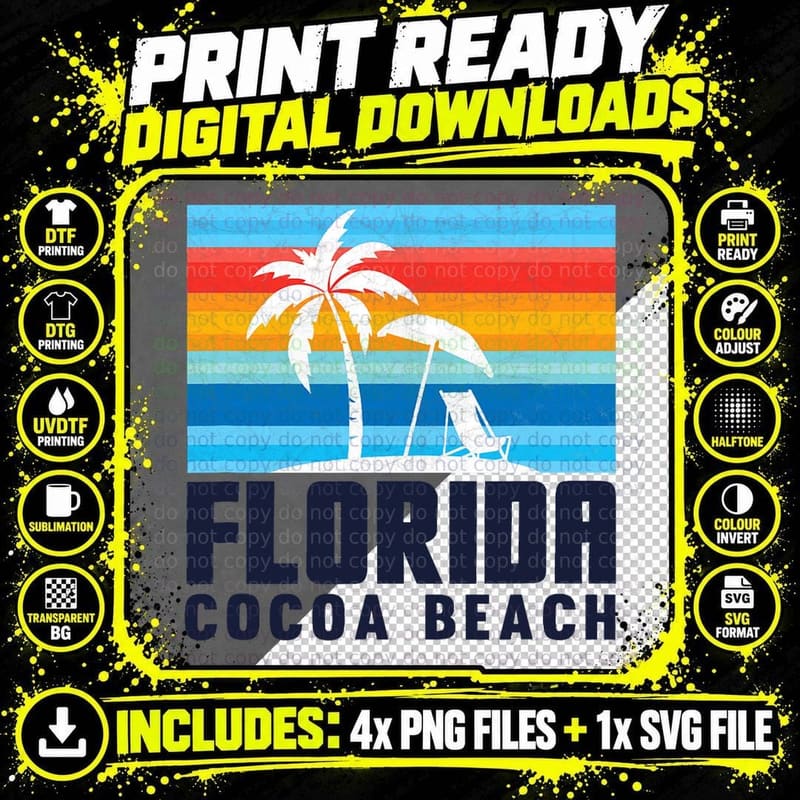 Local Art Cocoa Beach FL Summertime Beach Chair Png SVG Digital Bundle