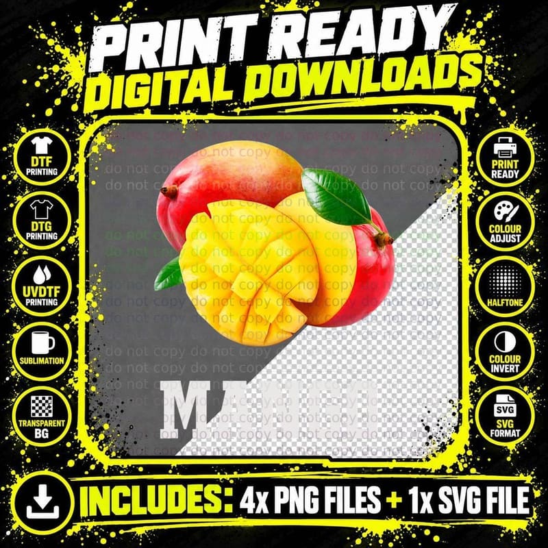 Mango Fruit T-Shirt Tropical Exotic Fruit Family Costume Png SVG Digital Bundle