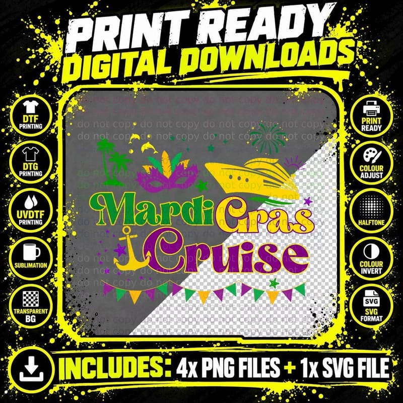 Mardi Gras Cruise Squad T-Shirt Png SVG Digital Bundle