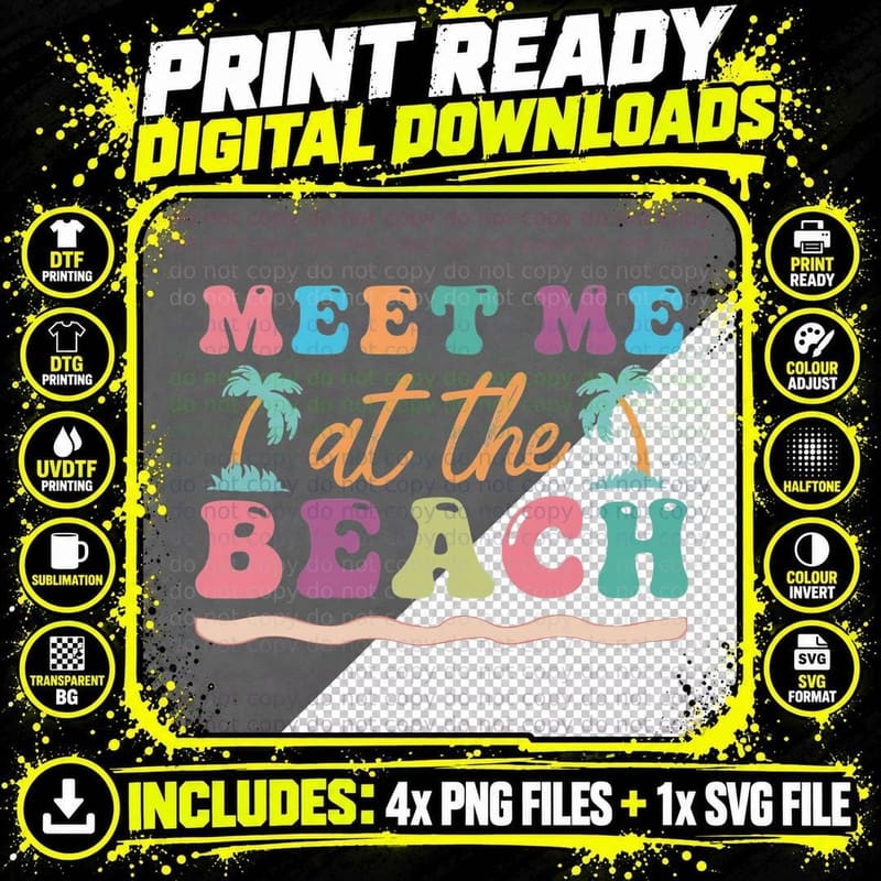 Meet Me at the Beach Summer T-Shirt Png SVG Digital Bundle