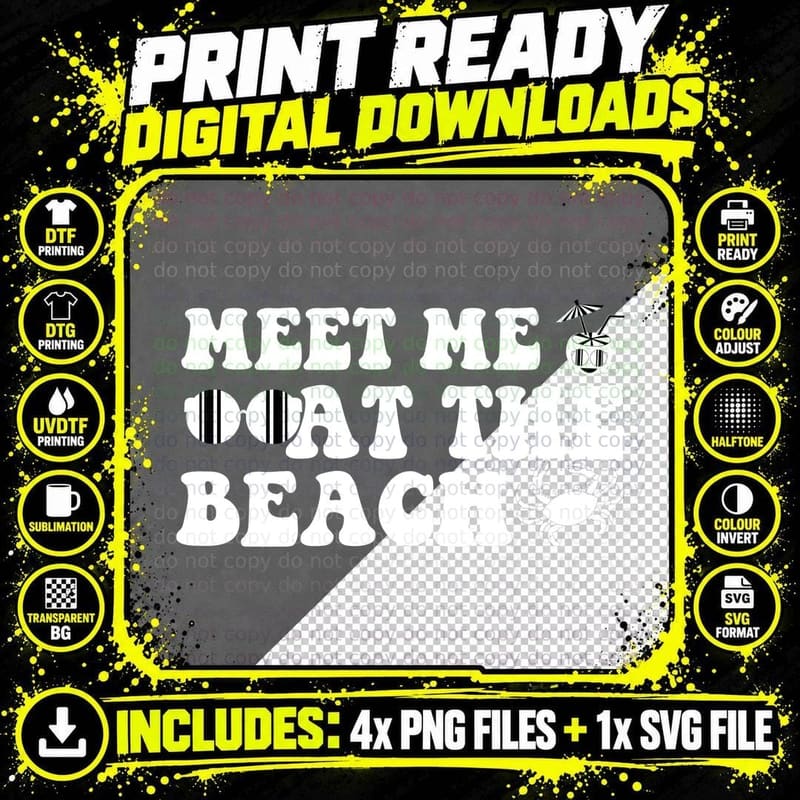 Meet Me at the Beach Summer T-Shirt Png SVG Digital Bundle