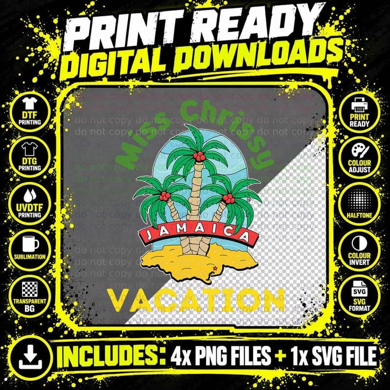Miss Chrissy Jamaican Vacation T-Shirt Png SVG Digital Bundle