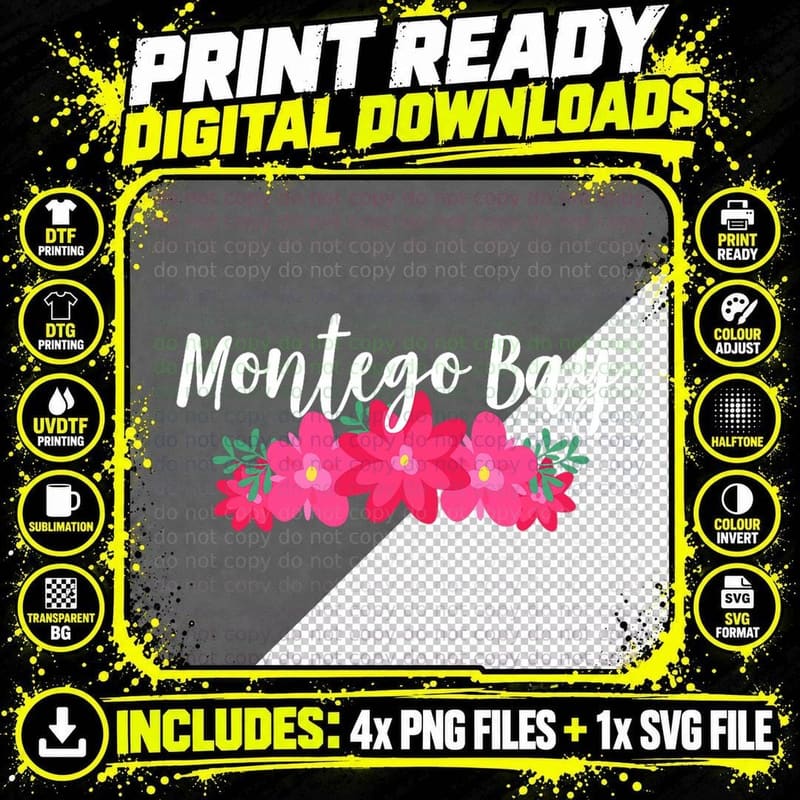 Montego Bay Jamaica Tropical Vacation T-Shirt Png SVG Digital Bundle