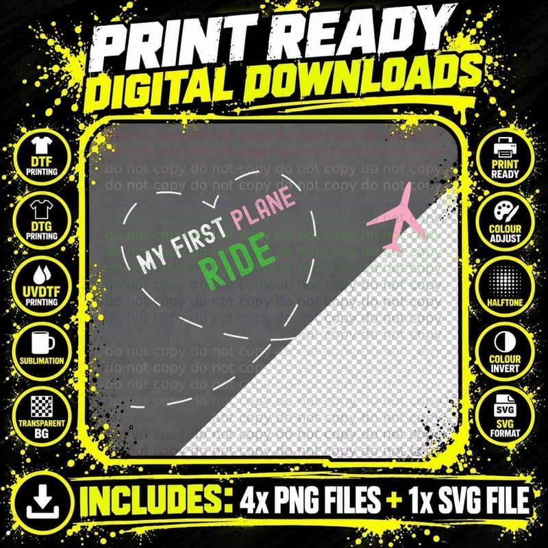 My First Plane Ride Airplane Lovers Vacation Men Women Png SVG Digital Bundle