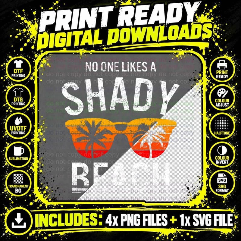 No One Like a Shady Beach Vacay Mode Traveling Surfing Png SVG Digital Bundle