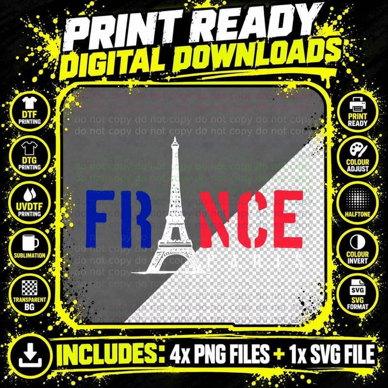Paris France French City Trip Vacation Souvenir Eiffel Png SVG Digital Bundle
