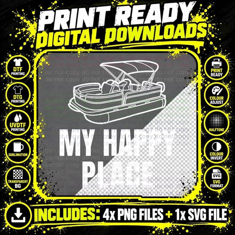 Pontoon Boat Is My Happy Place for Lake Bums Summer Png SVG Digital Bundle