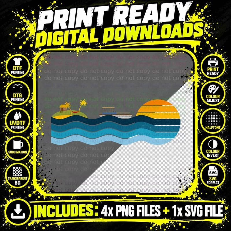 Pontoon Captain Island Sunset - Pontoon Boat Summer Png SVG Digital Bundle