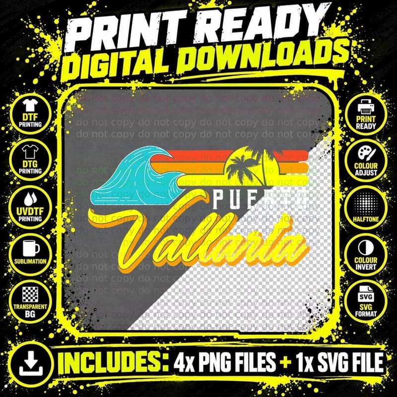 Puerto Vallarta Mexico Souvenir Vacation Spring Break Png SVG Digital Bundle