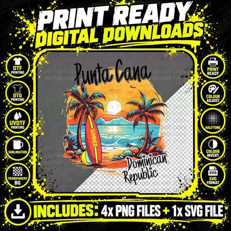 Punta Cana Dominican Republic Vacation Beach Family Trip Png SVG Digital Bundle