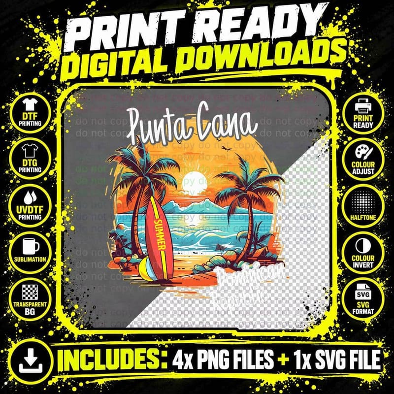 Punta Cana Vacation Dominican Republic Beach Family Trip Png SVG Digital Bundle