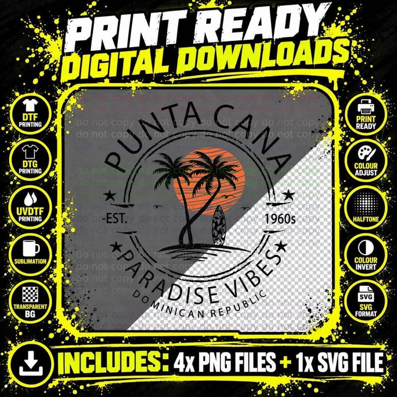 Punta Cana Vacation Dominican Republic Summer Paradise Png SVG Digital Bundle