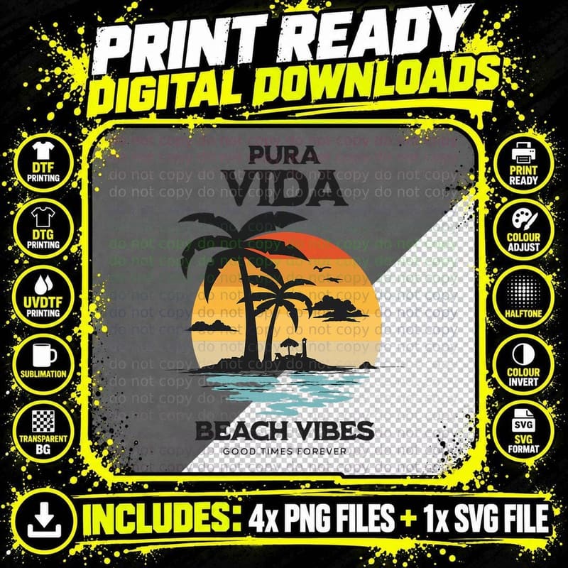 Pura Vida Surfing, Costa Rica, Surfing Pura Vida T-Shirt Png SVG Digital Bundle