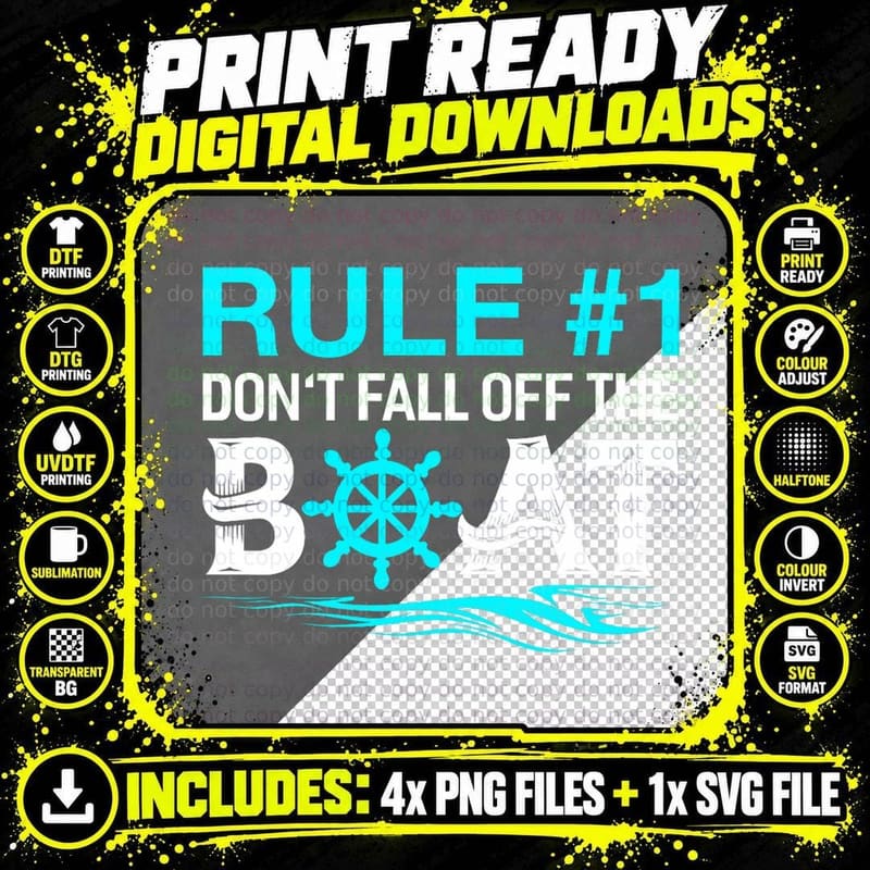 Rule 1 Don't Fall off the Boat Shirt Cruise Ship T-Shirt Png SVG Digital Bundle