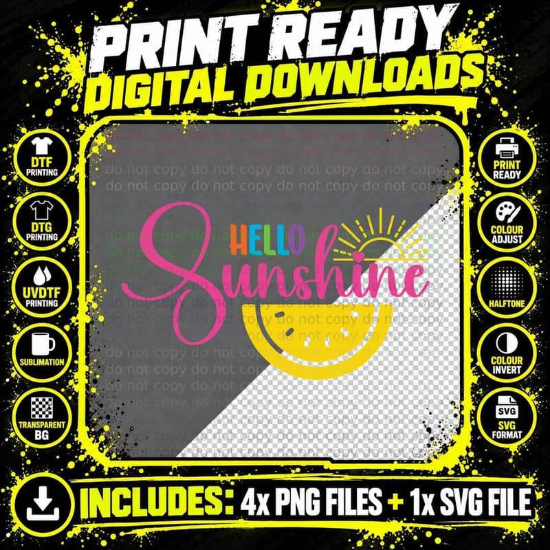 S Hello Sunshine Summer T-Shirt, S Sun Lemon Monogram Png SVG Digital Bundle