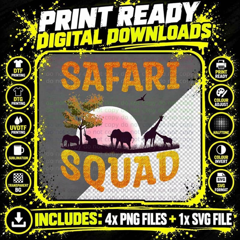 Safari Squad African Family Vacation Summer Vacay Trip Png SVG Digital Bundle