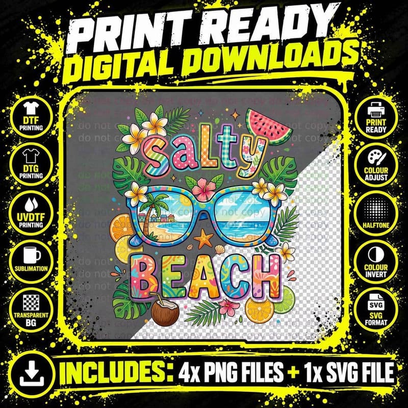 Salty Beach! Summer T-Shirt, Salty Beach Scene Design Png SVG Digital Bundle