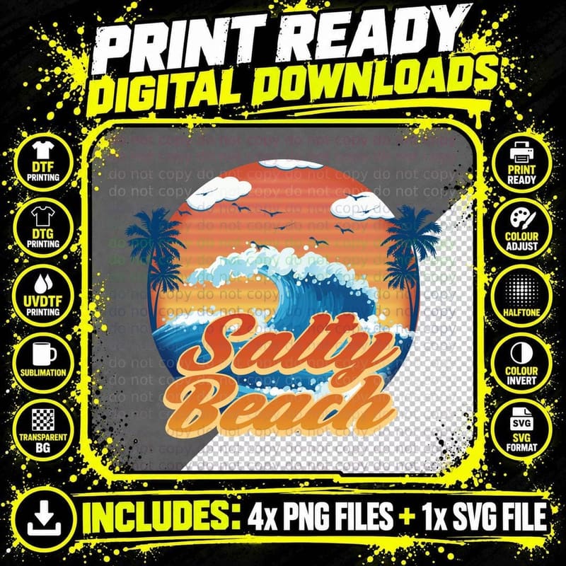 Salty Hair Sandy Toes Summer T-Shirt Png SVG Digital Bundle