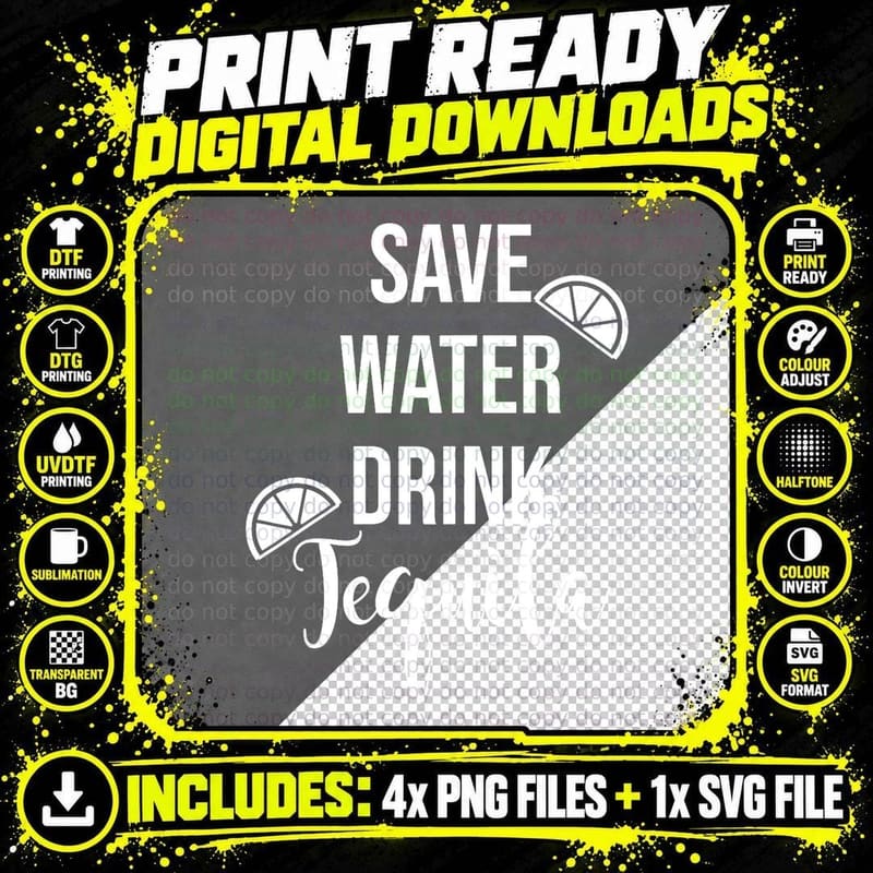 Save Water Drink Tequila Mexico Beach Vacation for Women Png SVG Digital Bundle