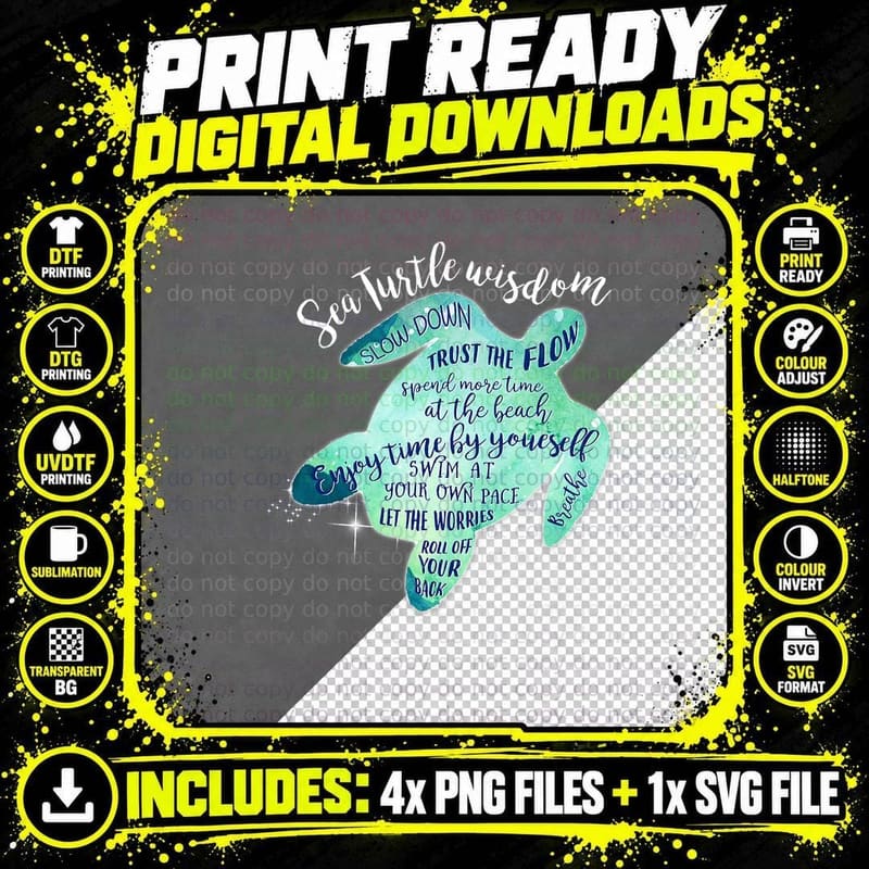 Sea Turtle for Women Wisdom Turtle Beach T-Shirt Png SVG Digital Bundle