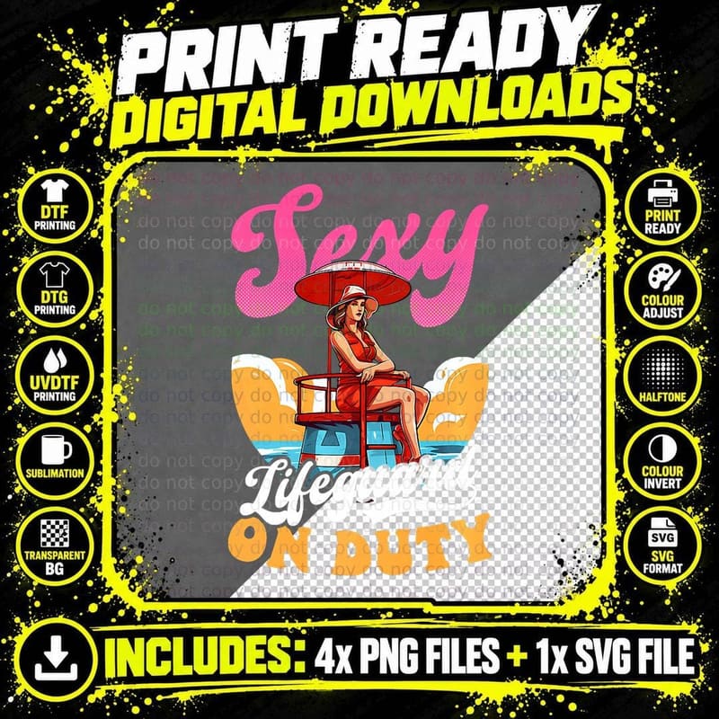 Sexy Lifeguard on Duty Design Lifeguard Beach Pool Png SVG Digital Bundle