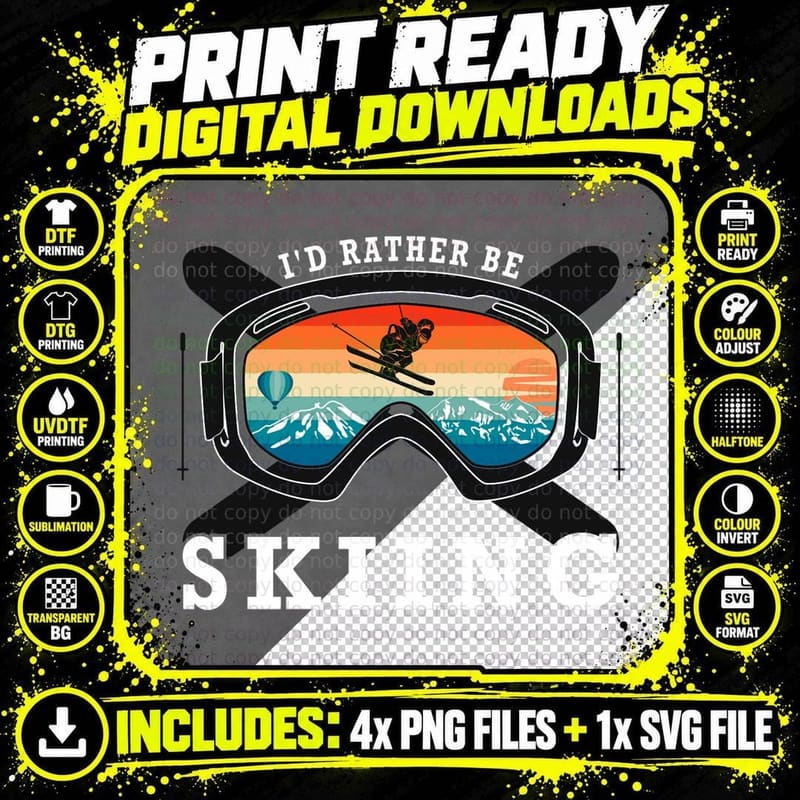 Ski Vacation Winter Sports Skiers I'd Rather Be Skiing Png SVG Digital Bundle