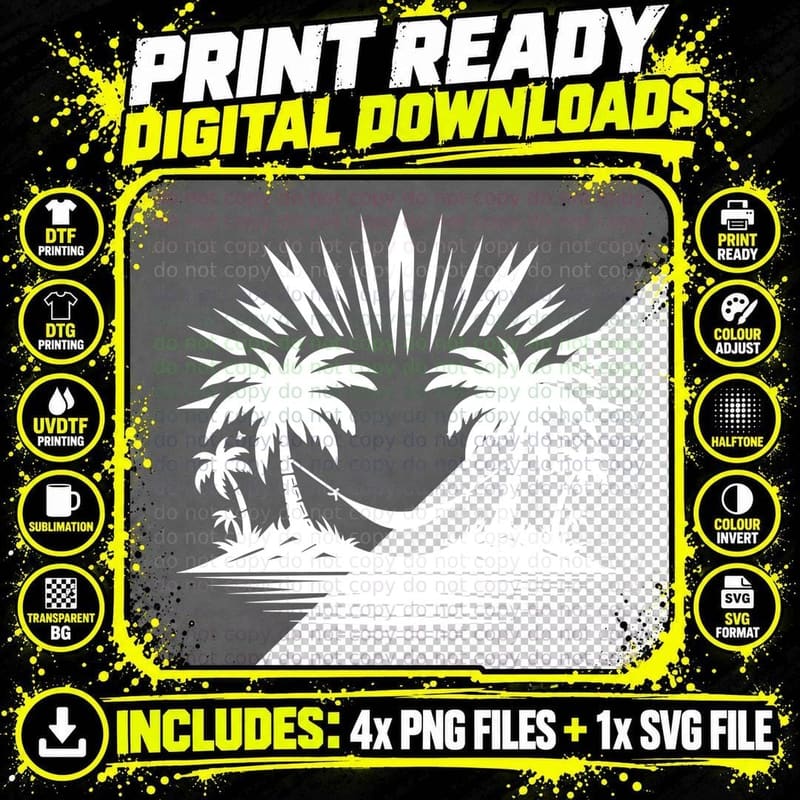 Smiley Face Palm Eyes Summer T-Shirt Png SVG Digital Bundle