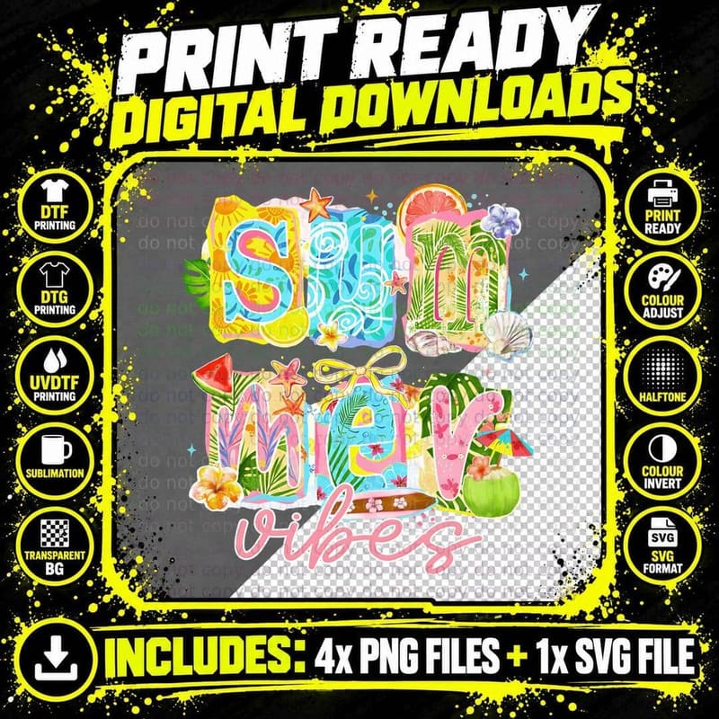 Spicy Salty Vibes Summer T-Shirt, Colorful Letters Png SVG Digital Bundle