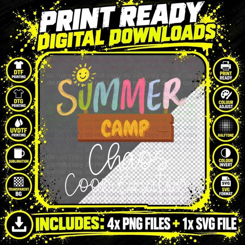 Summer Camp Chaos Coordinator T-Shirt Png SVG Digital Bundle