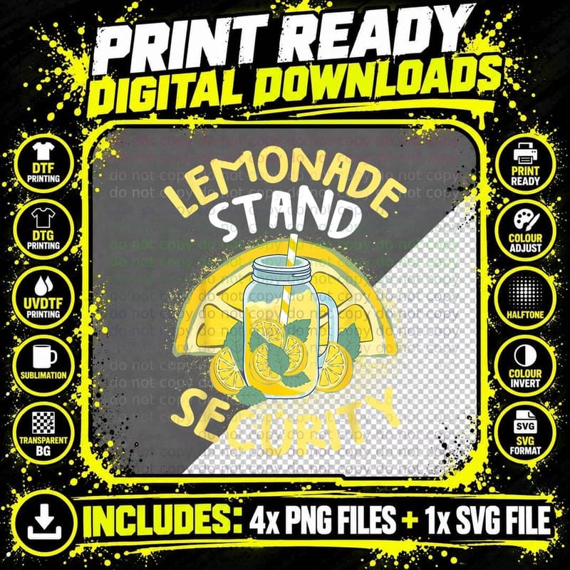 Summer Fun Lemonade Stand Security Boss Lemonade Crew Png SVG Digital Bundle