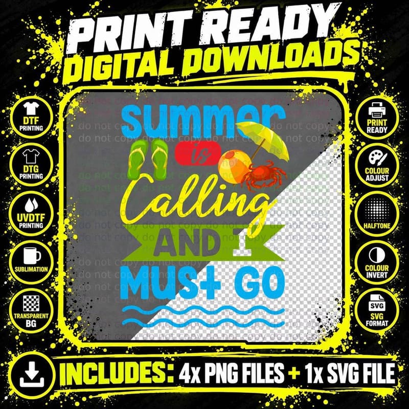 Summer Is Calling T-Shirt, Vacation Vibes Png SVG Digital Bundle