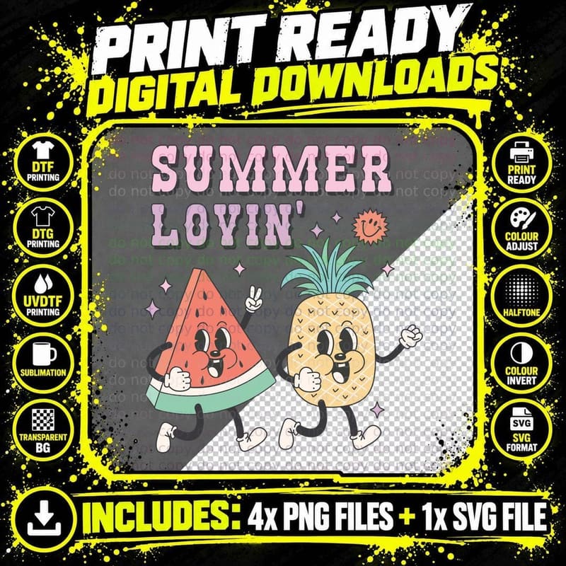Summer Lovin' Summer T-Shirt, Cartoon Watermelon Png SVG Digital Bundle
