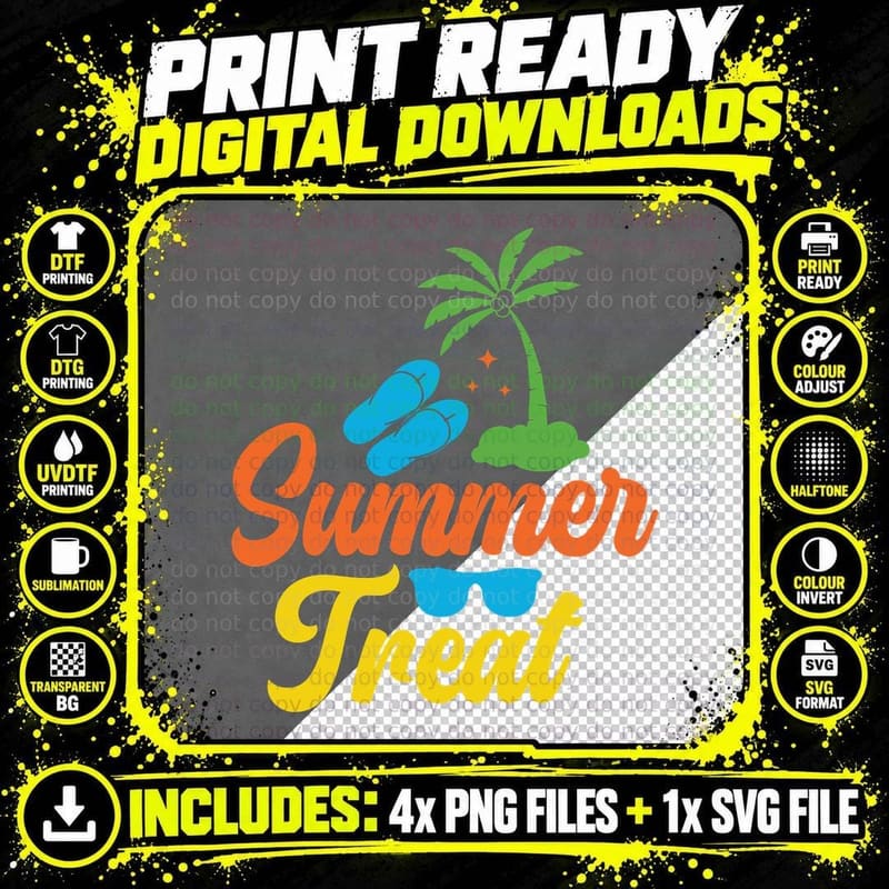 Summer Treat Summer T-Shirt, Palm Tree Flip Flops Sunny Png SVG Digital Bundle