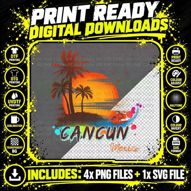Summer Vacation Cancun Mexico Beach Men Women Kid T-Shirt Png SVG Digital Bundle