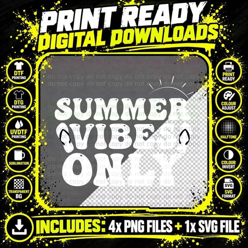 Summer Vibes Only Summer T-Shirt, Text Between Two Flip Png SVG Digital Bundle