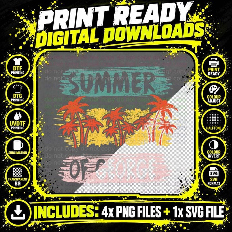 Summer of George T-Shirt, Tropical Palm Trees Png SVG Digital Bundle