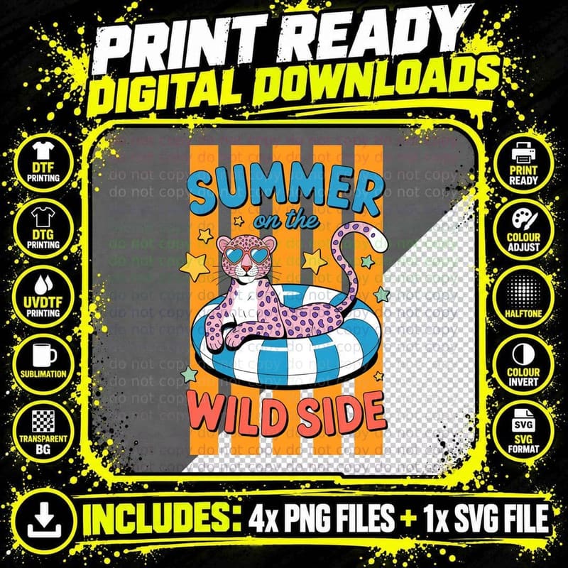 Summer on the Wild Side Summer T-Shirt Png SVG Digital Bundle