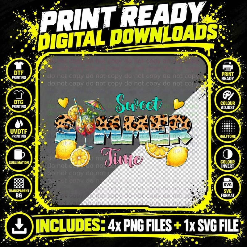 Sweet Summer Time Summer T-Shirt, Sweet Summer Leopard Png SVG Digital Bundle
