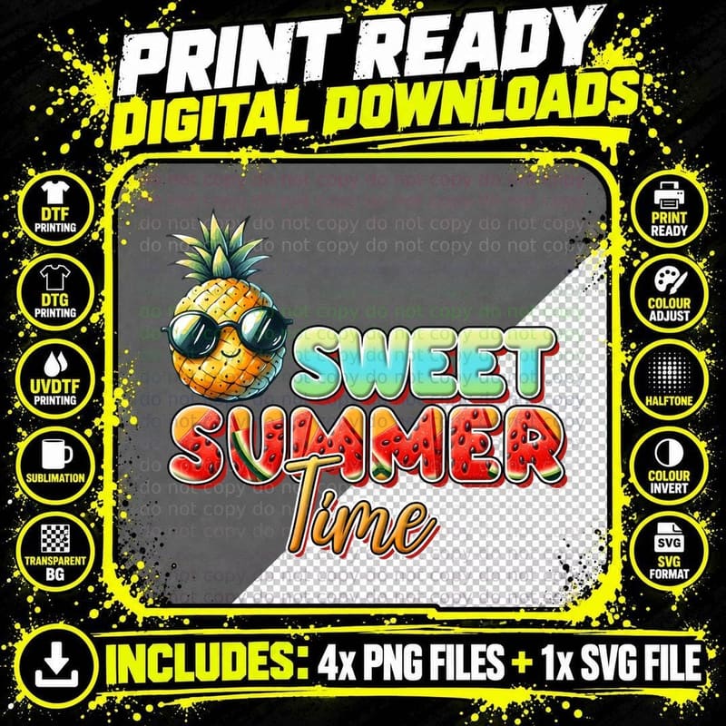 Sweet Summer Time Summer T-Shirt, Watermelon Bright Png SVG Digital Bundle