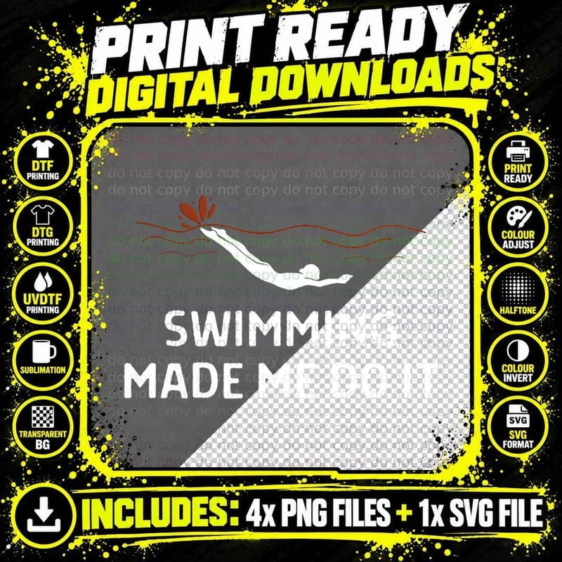 Swimming Made Me Do It Outfit Women Men Png SVG Digital Bundle
